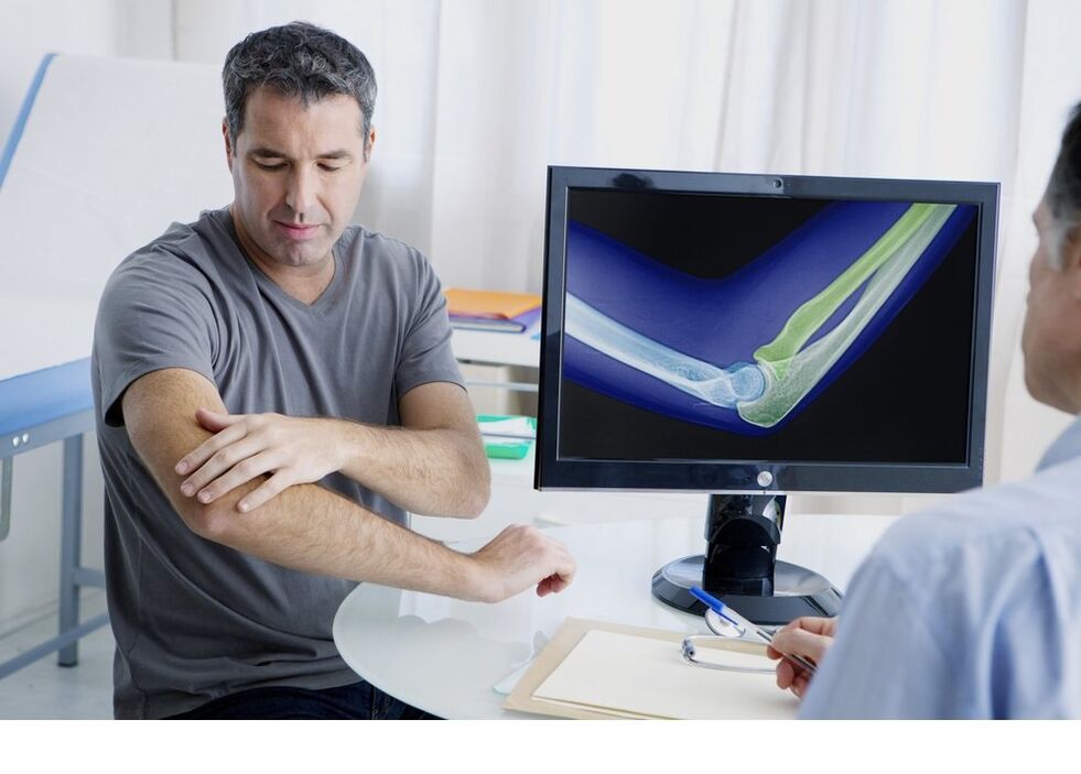 Elbow arthrosis in the photo x -ray